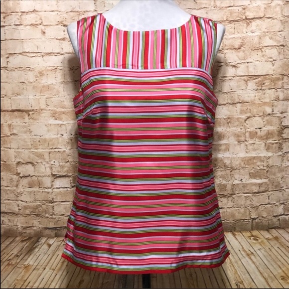 Talbots Silk Spring Candy Striped Blouse - Picture 2 of 8